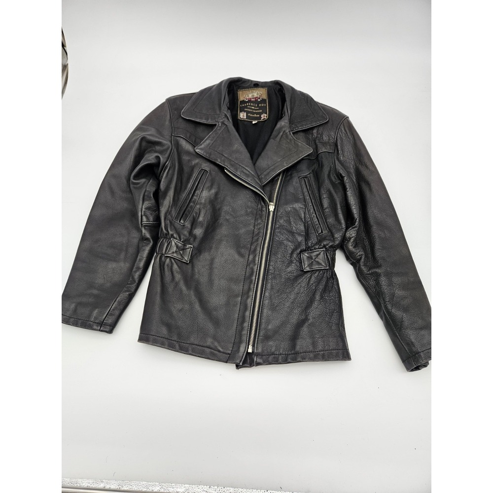 Vintage Laurence Roy Leather Coat Jacket Size Small Black